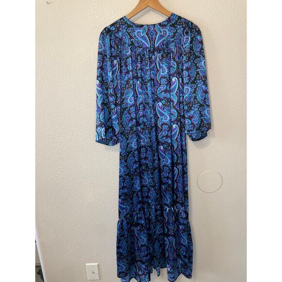 Lizzie B by The Young and Restofus Blue & Black Paisley Silkey Night Dress Mumu - Picture 5 of 9